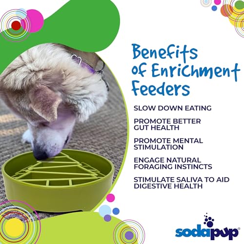 SodaPup Pine Tree Enrichment Bowl – Durable Slow Feeder Bowl Made in USA from Non-Toxic, Pet-Safe, Food Safe Material for Mental Stimulation, Slowing Down Eating, Healthy Digestion, & More - color: Green Trees eBowl