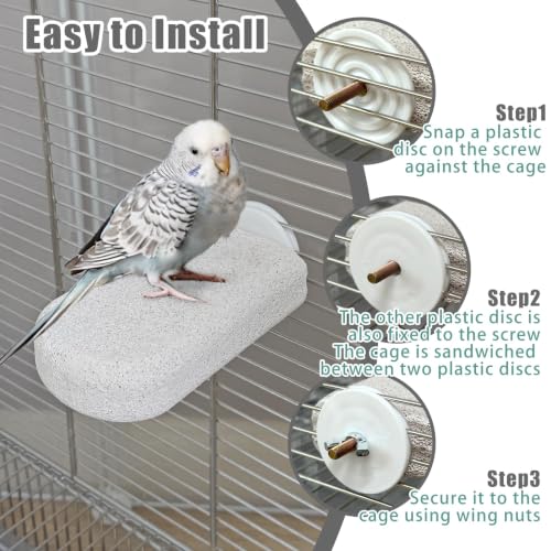 4PCS Bird Beak Grinding Stone,Parrot Perch Stands,Parakeets Platform Chewing Toys Calcium Pumice Lava Foot Claws Trimmer Climbing Ledge for Cockatiel Budgie Conure Lovebird(L,Grey) - color: 4Pack Grey | L