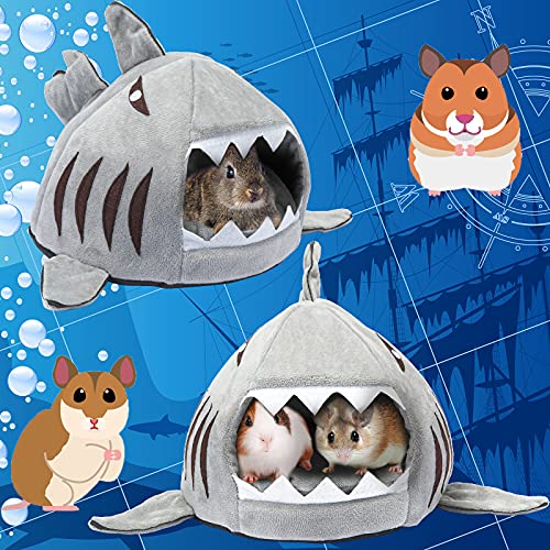 Jetec Shark Guinea Pig Bed Hideout Guinea Pig Animals Bed House Warm Small Hamster Nest Sleeping Mat Cushions Dutch Hamster Hedgehog Rat Chinchilla(Gray) - color: Gray