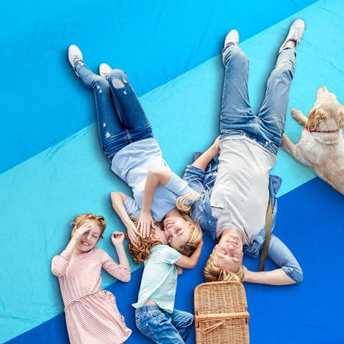 WIWIGO Beach Blanket Mat Waterproof Sandproof for 2-8 Adults Quick Drying | Extra Large, For 2-8 Adults,Windproof, Outdoor Picnic Mat, Beach Accessories Must Have,Gifts, for Travel, Camping, Hiking - color: Bule-striped, size: 79" X 108"（1-6person）