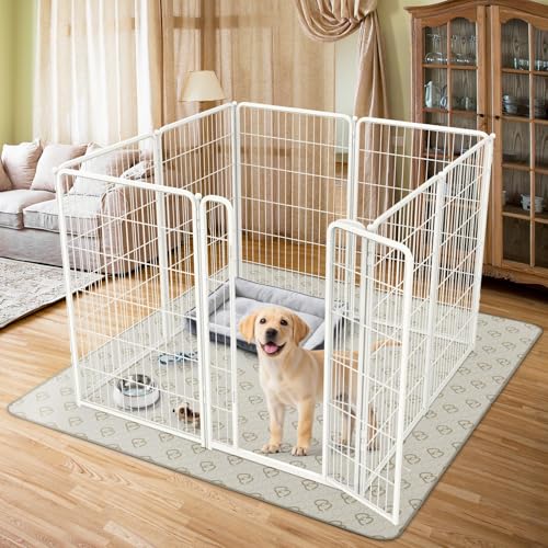 FXW Homeplus Indoor Dog Playpen with Washable Pee Pad, 45" H, 8 Panels | Calm Indoor Play Area, Super Absorbent Pad for Easy Cleanup, for Large Dogs, Patented - color: White, size: 45"H