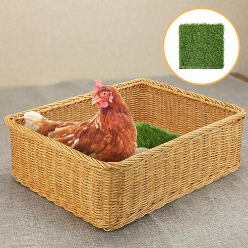 20Pcs Chickens Nesting Pads Set, Washable Artificial Grass Nesting Pads, Reusable Laying Eggs Bedding for Chickens Coop, 12 x 12 x 1.2 Inches(Green) - color: Green