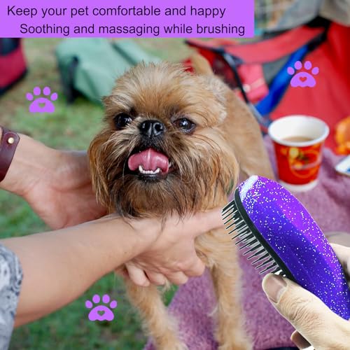 Puppy Brush, Soft Dog Brush for Grooming, Puppy Hair Remover Brush Comb, Grooming Tool for Poodles,Teddy, Yorkies, Maltese, Shih Tzu, Chihuahua, Starry Purple - color: Starry Purple