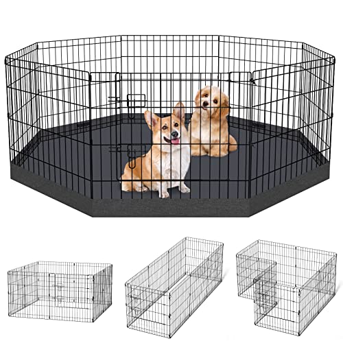 Peekaboo 24-Inch Dog Playpen, 8-Panel Rustproof Pet Fence with Bottom Pad | Foldable 24 Inch Metal Dog Playpen with Bottom Pad for Indoor Outdoor Small Pets - style: Playpen + bottom pad