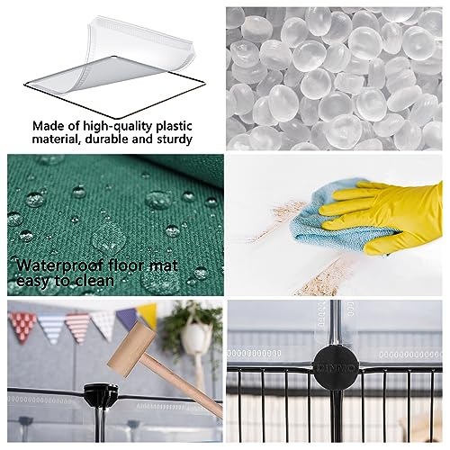 DINMO 36 Panels Small Animal Playpen with Oxford Mat & Game Holes, 60.2 x 24.8 x 24.8 inches, Kitten Enclosure, Rabbit Cage, Bunny Play Pen, Iron Mesh & Plastic Combination, Visualization, DIY - style: Plastic and Metal Mesh Design