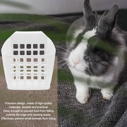 ULTECHNOVO Bunny Hay Feeder Hanging Manger for Rabbits Guinea Pigs and Chinchillas Anti-Waste Cage Mounted Grass Holder Deep Feeding Rack 9.44 X 8.26 X 3.74 in - color: White