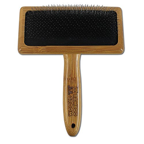 Alcott Bamboo Groom Slicker Brush with Stainless Steel Pins for Pets, Large, Brown - size: Large