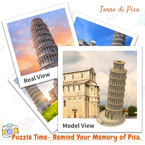 3D Wooden Puzzle for Adults, Italy Leaning Tower of Pisa Wood Architecture Model, DIY Mechanical Building Kit Craft Hobbies Toy, Birthday Festival Gift for Women Men, Home Decor, 151 PCS - style: Leaning Tower