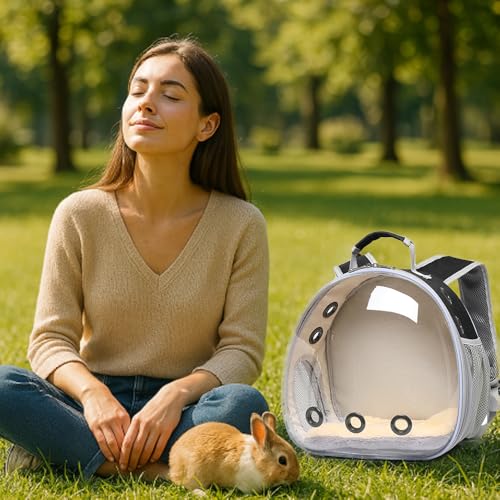 Bunny Carrier, Guinea Pig Carrier,Small Animal Carrier Backpack for Rabbit,Bearded Dragon, Lizard,Hamster,Kitten. Breathable Pet Travel Cage Bag Perfect for Vet Visits & Outdoor Adventures (Black) - color: black