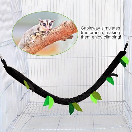 Hamiledyi 5PCS Hamster Hammock Small Animals Hanging Warm Bed House Rat Cage Nest Accessories Toy Hanging Tunnel Soft Bed Rope and Swing for Sugar Glider Squirrel Hamster Playing Sleeping - color: Black