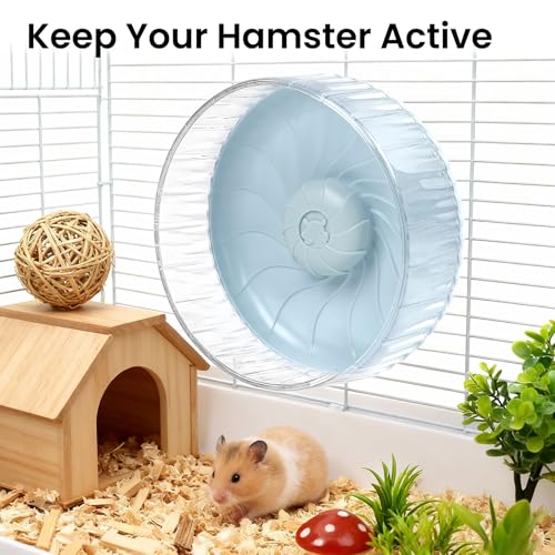10 inch Silent Hamster Wheel, Stand-Free Cage Spinner, Large Size, Blue | Large Size, Stand-Free Cage Installation, Smooth-Rotating Exercise Wheel for Syrian Hamsters and Gerbils - color: Blue Without Stand, size: 10in