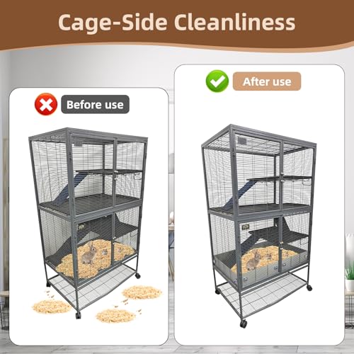 Anti-Rust Aluminum Scatter Guards for Ferret & Critter Nation Cages | Urine & Poop Guard Panel, Adjustable Fence to Keep Floor Clean for Ferrets, Chinchillas, Rats (Silver, Single Layer Set)