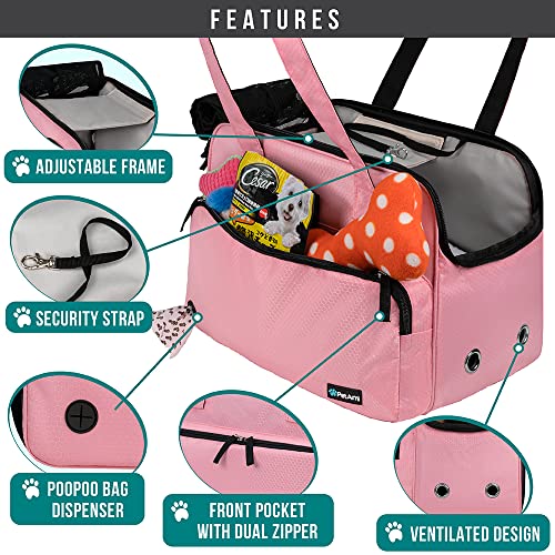 PetAmi Small Dog Purse Carrier, Soft-Sided Pet Carrier Bag with Pockets, Portable Puppy Cat Travel Handbag Tote, Airline Approved Breathable Mesh, Poop Bag Dispenser, Max 18 lbs, Pink - color: Pink