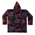 Jay Franco Wearable Throw Blanket – Oversized Plush Hooded Blanket with Pocket, Ultra Soft Cozy Fleece Throw for Lounging, Travel, Black - Spiderman, 34x38 - Adult - color: Black - Spiderman, size: Adult