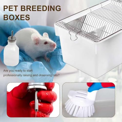 Large Lab Mouse Cage, Laboratory Rat Rodent Breeding Cage, Small Animal Cage, Mouse Breeding & Weaning Cage (XL) - size: 21.5"L x 15.4"W x 7.9"H