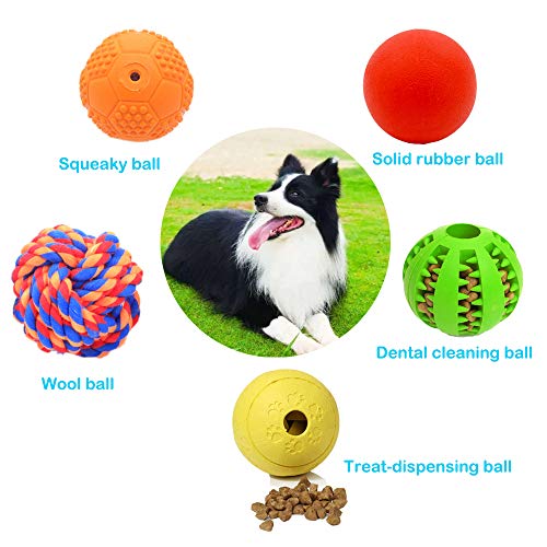 Volacopets 5 Different Functions Interactive Dog Toys, Puzzle Toys, Dog Balls for Medium Large Dogs, Dog Squeaky Balls, Food Treat Dispensing Toys - size: Medium Large (5 Pack)