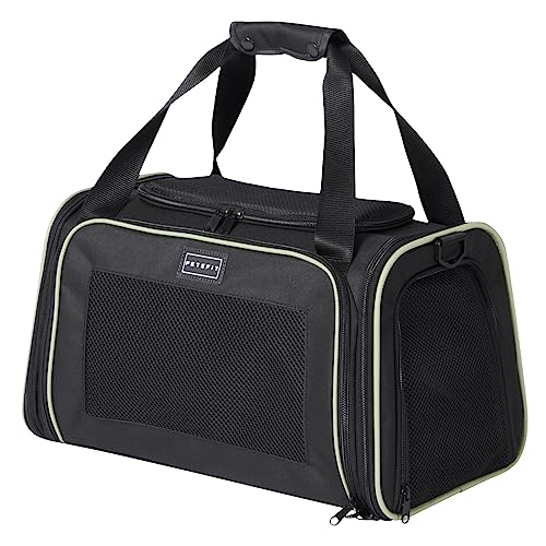 PETSFIT Pet Carrier Airline Approved with Extendable Mat, Dog Carriers for Small Dogs, TSA Approved Pet Carrier, Puppy Carrier for Small and Medium Cats Under 12 Lbs, Black | Airline Approved, Extendable Mat, TSA Approved, For Dogs & Cats Under 12 Lbs - c