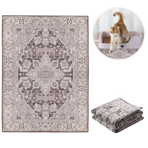 Lovewag Cat Litter Mat, Litter Box Mat, Caramel Creme, 36x48, 2 Pack | Washable litter mat cover, kitty litter mat & cat mat for litter box, litter trapping mat, prevents tracking, multi-cat - color: Caramel Creme, size: 36x48 inches (Pack of 2)