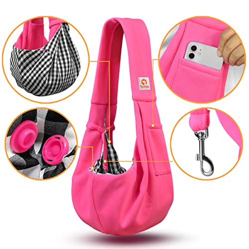 Tomkas Dog Cat Carrier Sling Classic Pocket & Classic Strap(M,Rose red) - color: Rose Red