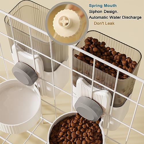 Lemtrflo Rabbit Water Dispenser, Cage Automatic Hanging Bunny Feeder | Suitable for Rabbits, Guinea Pigs, Small Dogs, and Other Small Pets - color: White Gray