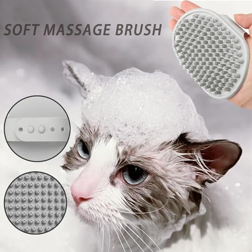 Cat Grooming Brush Kit 6 Tools - Deshedding & Dematting for Long/Short Hair, Self-Cleaning Slicker Brush with 6-in-1 Flea Comb for Cats & Kittens (White) - color: White