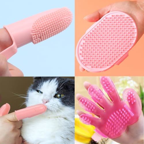 9PCS Pet Gromming Kit，Cleaning Brush Removes Loose Hair, Pet Bath Brush,Shampoo Brush, Nail Clipper, Flea Comb for Dogs&Cats and Small Animal Grooming Kit.