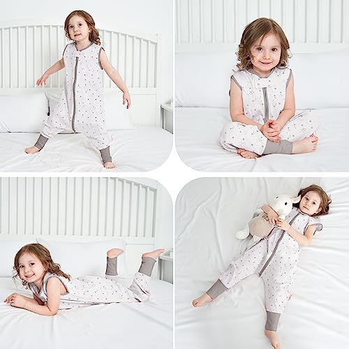 Miracle Baby Sleep Sack with Feet, 0.5 TOG 100% Cotton Wearable Blanket with Legs, Sleeveless Sleeping Bag for Babies(2 Pack) - color: Bee + Star, size: M (12-24 Months)
