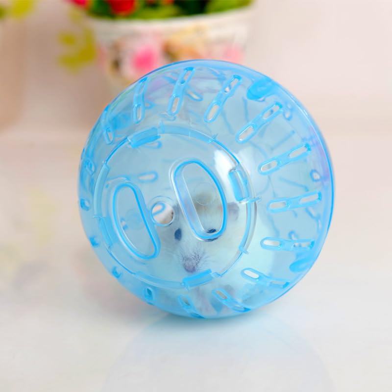2Pcs Blue and Pink Rotundity Hamster Balls Hamster Ball Transparent Dwarf Exercise Balls Running Wheel Gerbil, Running,Small Animals Silent Motion Wheel Portable and Compact Supplies