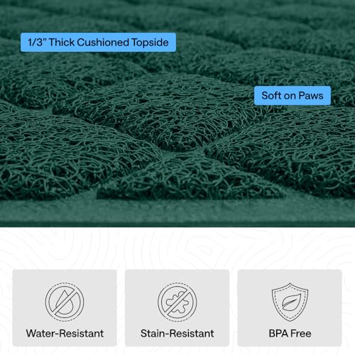 GORILLA GRIP Cat Litter Box Mat, Cushioned Coil Mesh Litter Trapping Mats, Scatter Control Supplies for Less Mess, Phthalate Free, Ultra Deep Catch Grooves, Rinse or Vacuum to Clean 24x17 Hunter Green - color: Hunter Green, style: Small (24" x 17")
