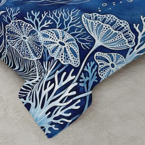 AILONEN Aqua Jellyfish Wave Full Comforter Set, Marine Plant Bedding Pack with 2 Pillowcases, Teen Bedroom - color: Sea8, size: Full