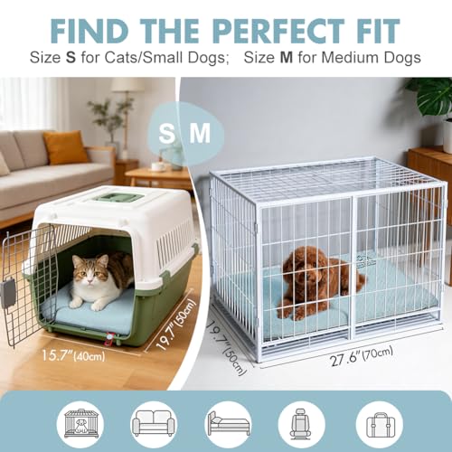 Dual-Sided Cooling Mat for Dogs & Cats – Ice Silk & Corn Fleece, Washable Pet Cooling Pad for Summer Heat Relief, Portable for Crates, Car,Strollers & All Seasons - size: S(19.6"x15.7")