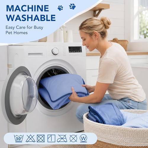 Deconovo Dog Cooling Mat, Reversible Cool-to-Touch Summer Pad with Quilted Soft Fill, Breathable Lightweight Pad for Bed/Couch/Crate, Machine Washable, Blue, 40x60 Inches - color: Blue, size: 40"W x 60"L (Pack of 1)
