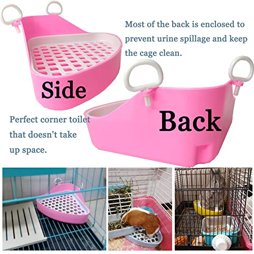 Hamiledyi Guinea Pig Potty Trainer Corner, Small Animals Triangle Plastic Litter Box, Bedding Litter Box Pee Pan Tray Toilet for Hamster Gerbil Bunny Ferret Chinchilla Hedgehog (Pink) - color: Pink