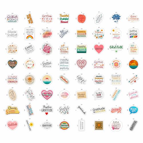 100Pcs Gratitude Stickers for Water Bottle, Thankful Sticker – Gratitude Gifts Bulk, Positive Quotes Decals – Gifts for Women & Men - color: Gratitude Stickers