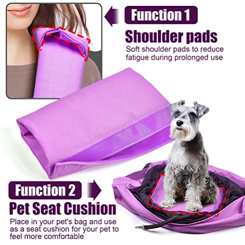 Dog Cat Sling Carrier Adjustable Padded Shoulder Strap with Large Zipper Pocket & Mesh Pocket for Outdoor Travel - color: Purple