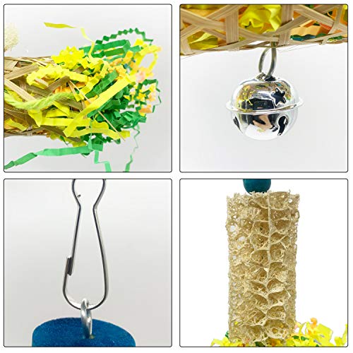 EBaokuup Bird Parrots Shredding Toys Parakeet Chewing Toys Bird Loofah Toys Parrot Cage Shredder Toys Bird Foraging Hanging Toys Bird Accessories for Parrots Lovebird Cockatiel Conure African Grey - color: 5 PCS