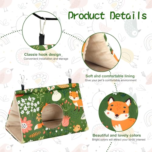 Rypet Bird Nest House, Bird Bed for Cage, Hanging Hammock Bird Hut, Green S | Warm Plush Cotton Comfort, Side Hole Entry, Dual Hanging Straps for Cage, Machine Washable, Green Bird Tent for Small Birds - color: Green, size: Small (Pack of 1)