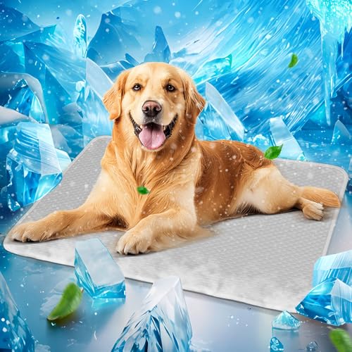 Mora Pets Dog Cooling Mat Instant Self Cooling Pad for Dogs & Cats Breathable Washable Summer Pet Cool Mat Indoor Outdoor, Puppy Cold Blanket for Floor Crate Car Travel Use Medium 36'' x 27'' Grey - color: Grey, size: 36-Inch (Medium)