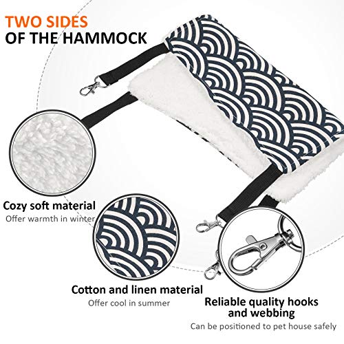 Boao Guinea Pig & Rat Hammock - 4 Pcs Small Animal Hanging Hammock for Chinchilla, Parrot, Sugar Glider & Ferret (Tower, Five Stars, Water Ripples, Cat Head)
