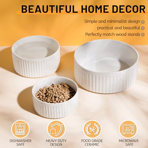 Non-Slip Ceramic Dog Bowls, 5" Dog Food and Water Bowl Set with Silicone Base, 16oz/2cups Weighted Flip-Proof Pet Feeding Bowl for Small Dogs and Cats (Small, White) - color: White, size: 2 Cups