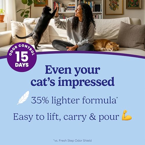 Fresh Step Advanced Odor Shield Light Weight Multi Cat Clumping Litter with Febreze Freshness, Ammonia Block Technology, 11.5 lb. Jug, Pack of 2 | Lightweight Clay Cat Litter, Jug, Easy to Lift and Pour, Scented with Febreze Freshness, Carbon for Strong O