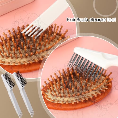 Yaomiao 2 Pcs Hair Brush Cleaner Tool 2-in-1, Gray Hairbrush Cleaner for Removing Hair Dust, Mini Comb for Removing Dirt, Home Salon Use - color: Gray