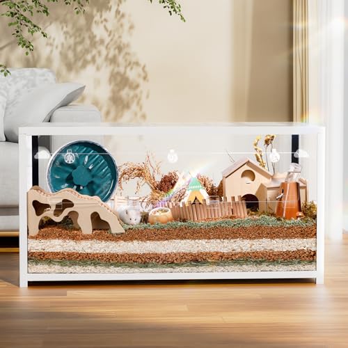 BUCATSTATE Hamster Cage 2.0, Large Hamster Enclosure (39in, White) | Stackable 5.4 ft² Large Habitats with Deep Beddiing Base, Sturdy Aluminum Frame, Front and Top Access, Easy Assemble - color: White, size: 39.3"L x 19.7"W x 20.6"H