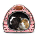 Guinea Pig Bed Hideout, Washable Hamster Cave for Small Animals | Removable Cushion for Cleaning, Warm Fleece Nest, Washable Bed, 10.23 x 10.23 x 11 in, Dwarf Rabbits Hedgehogs - color: Pink