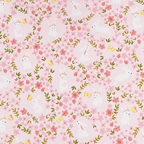 Scientific Sleep Pink Flower Rabbit Bunny 100% Cotton 3 Pcs Twin Bed Sheet Set Kids Toddler Teen, Flat Sheet & Fitted Sheet & Pillowcase Kids Bedding Set (Rabbit Flower, Twin) - color: Rabbit Flower, size: Twin