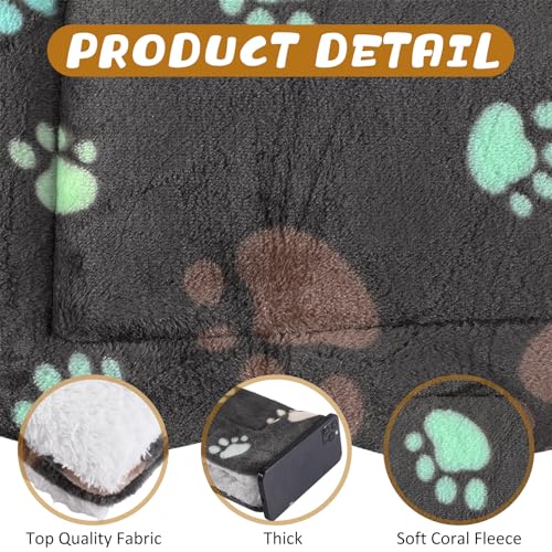 4 Pack Ultra Soft Dog Cat Bed Mat Small Animal Guinea Pig Bed with Cute Print Reversible Fleece Dog Crate Kennel Pad Cozy Washable Thickened Hamster Pet Beds Mat(23 x 18 Inches,Black) - color: Black, size: 23 x 18 Inches