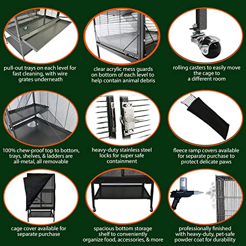 Mansion Cage (6-Level) - Durable 100% All-Metal Multi-Level Cage for Chinchillas, Rats, Ferrets, Prairie Dogs, Degus, Mice - size: 32.0"L x 22.0"W x 80.0"H