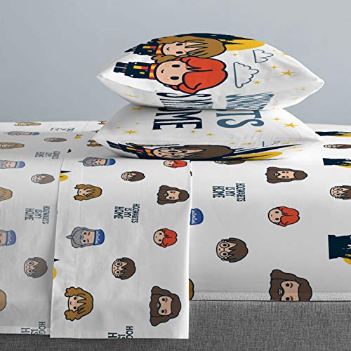 Jay Franco Harry Potter is My Home 5 Piece Full Bed Set - Bedding Features Harry, Ron, Hermoine, Hagrid, and Dumbledore | Hogwarts, Bed in a Bag, Comforter Sheets Pillowcases, Official Product, Soft Microfiber, Machine Washable, Kids Gift - color: Blue, s
