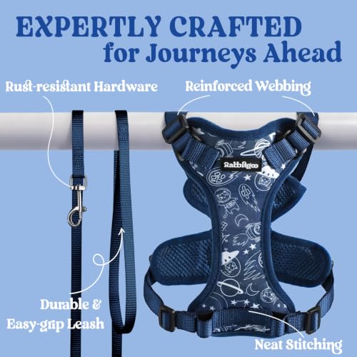 rabbitgoo Cat Harness and Leash Set, Escape Proof Vest, Cosmic Ace | Soft Breathable Mesh, Easy Adjustable Fit, Snap Buckles, Sturdy Clip, Reflective Strips, for Kittens & Small Cats Walks, Xxs - color: Cosmic Ace, size: Xxs