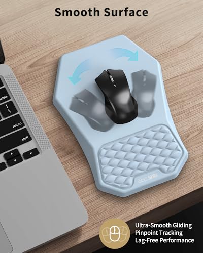 Ergonomic Mouse Pad Wrist Rest Support for Carpal Tunnel Pain Relief | Massage Design Mousepad, Memory Foam, Non-Slip PU Base for Computer Desk, Sky Blue - color: Sky Blue
